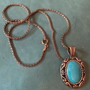 925 Sterling Silver Necklace with turquoise pendant